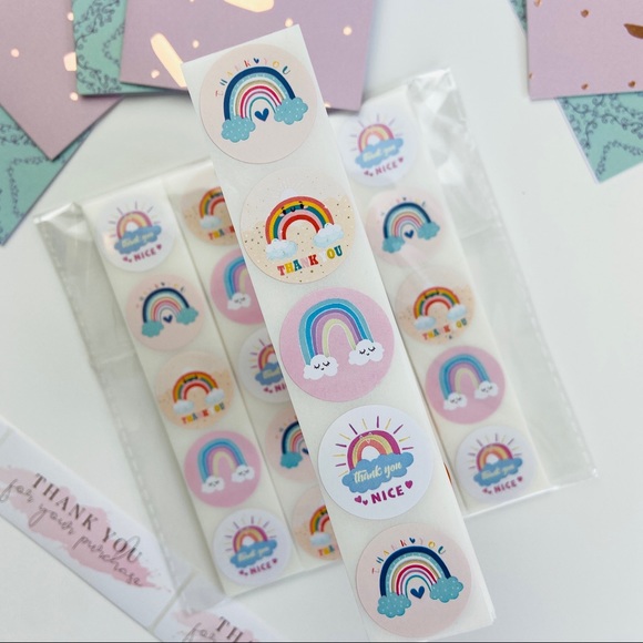 Thank you Stickers. Rainbow Cartoon. Shipping Stickers. 200 Pieces. - Picture 2 of 7